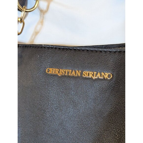 Christian Siriano Black & White Perforated Tote Bag With Gold Chain Accents - Picture 2 of 7